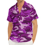 Dark Purple Camouflage Print Men's Deep V-Neck Shirt