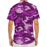 Dark Purple Camouflage Print Men's Deep V-Neck Shirt