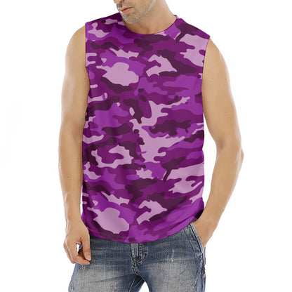 Dark Purple Camouflage Print Men's Fitness Tank Top