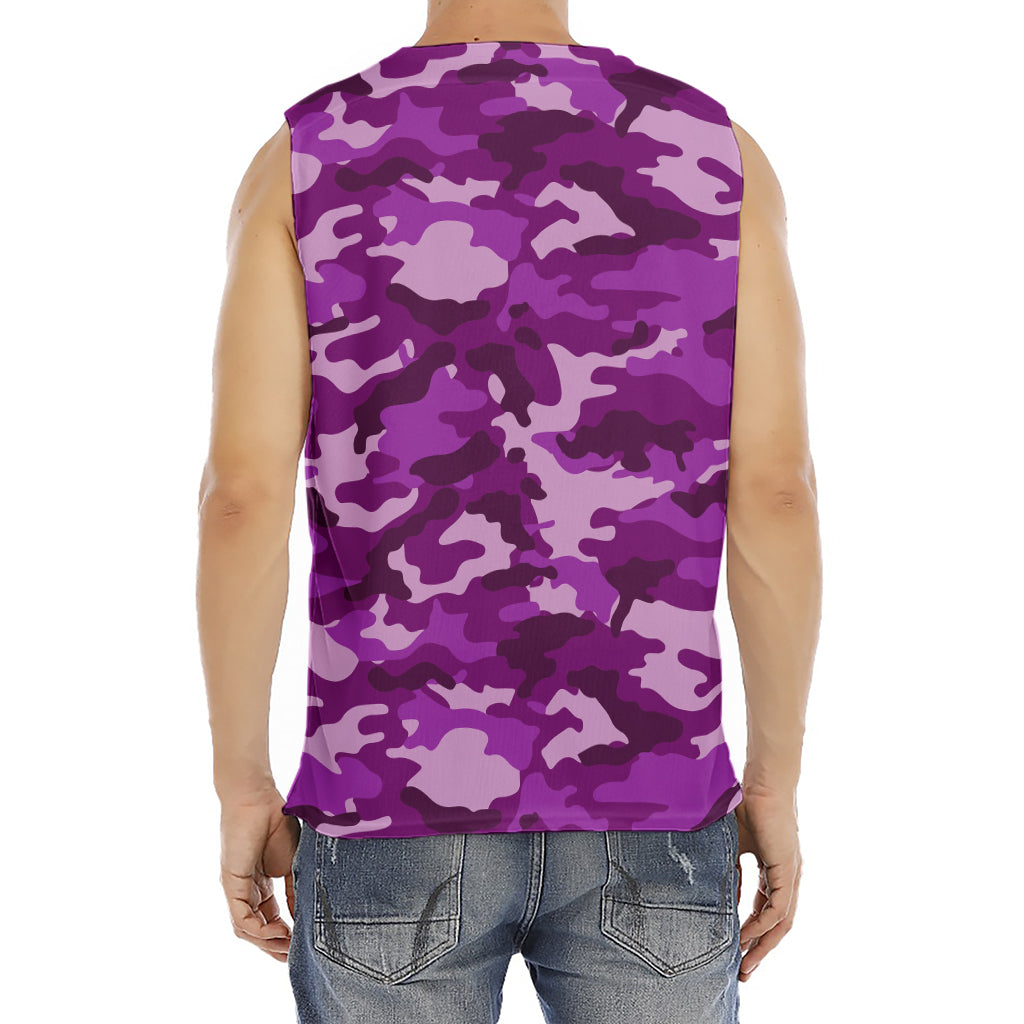 Dark Purple Camouflage Print Men's Fitness Tank Top