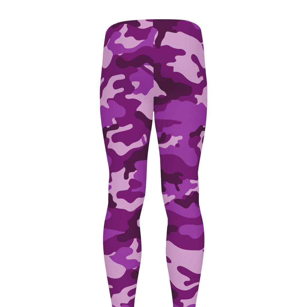 Dark Purple Camouflage Print Men's leggings