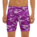 Dark Purple Camouflage Print Men's Long Boxer Briefs