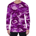 Dark Purple Camouflage Print Men's Long Sleeve T-Shirt
