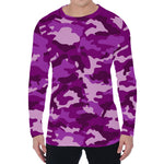 Dark Purple Camouflage Print Men's Long Sleeve T-Shirt