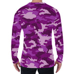 Dark Purple Camouflage Print Men's Long Sleeve T-Shirt