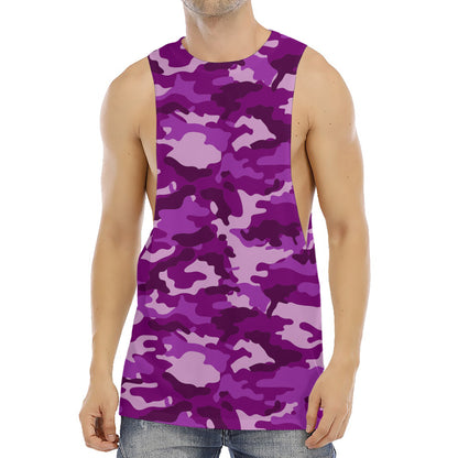 Dark Purple Camouflage Print Men's Muscle Tank Top