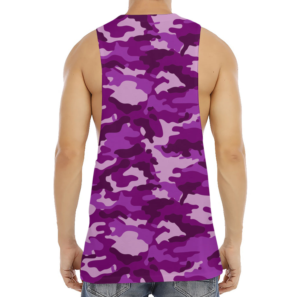 Dark Purple Camouflage Print Men's Muscle Tank Top