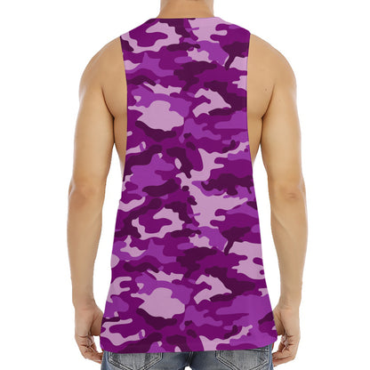 Dark Purple Camouflage Print Men's Muscle Tank Top
