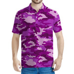 Dark Purple Camouflage Print Men's Polo Shirt