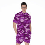 Dark Purple Camouflage Print Men's Rompers