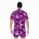 Dark Purple Camouflage Print Men's Rompers