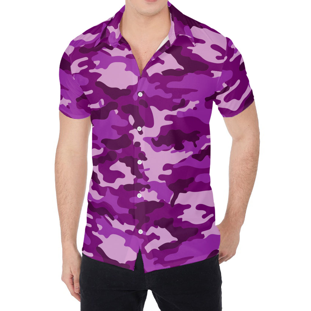 Dark Purple Camouflage Print Men's Shirt