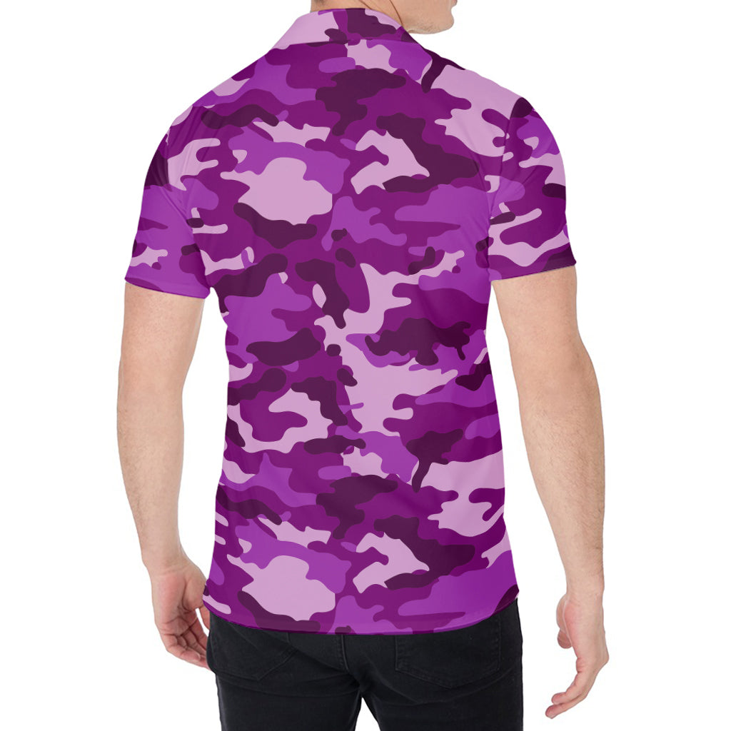Dark Purple Camouflage Print Men's Shirt