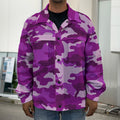 Dark Purple Camouflage Print Men's Shirt Jacket