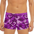 Dark Purple Camouflage Print Men's Short Boxer Briefs
