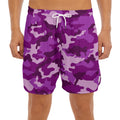 Dark Purple Camouflage Print Men's Split Running Shorts