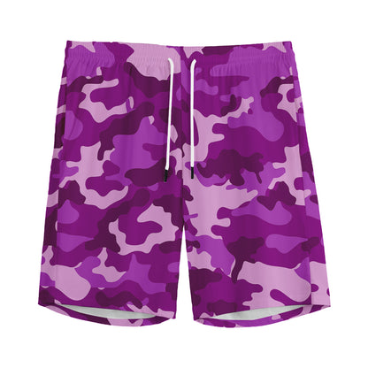 Dark Purple Camouflage Print Men's Sports Shorts