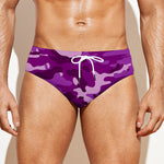 Dark Purple Camouflage Print Men's Swim Briefs