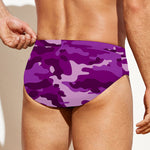 Dark Purple Camouflage Print Men's Swim Briefs