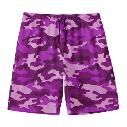 Dark Purple Camouflage Print Men's Swim Trunks