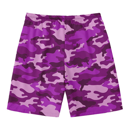 Dark Purple Camouflage Print Men's Swim Trunks