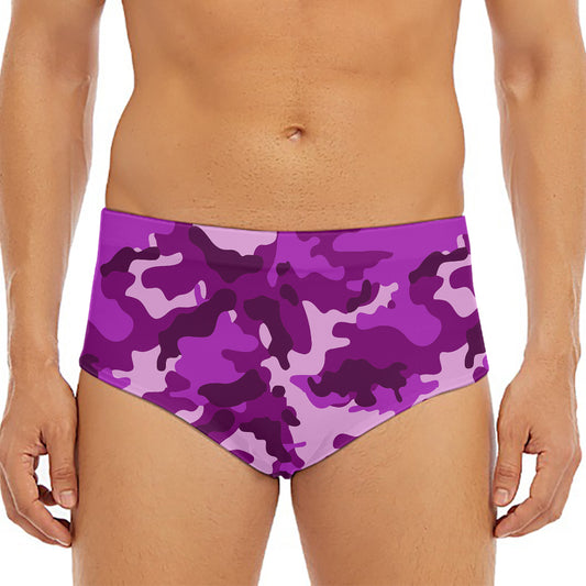 Dark Purple Camouflage Print Men's Triangle Swim Briefs