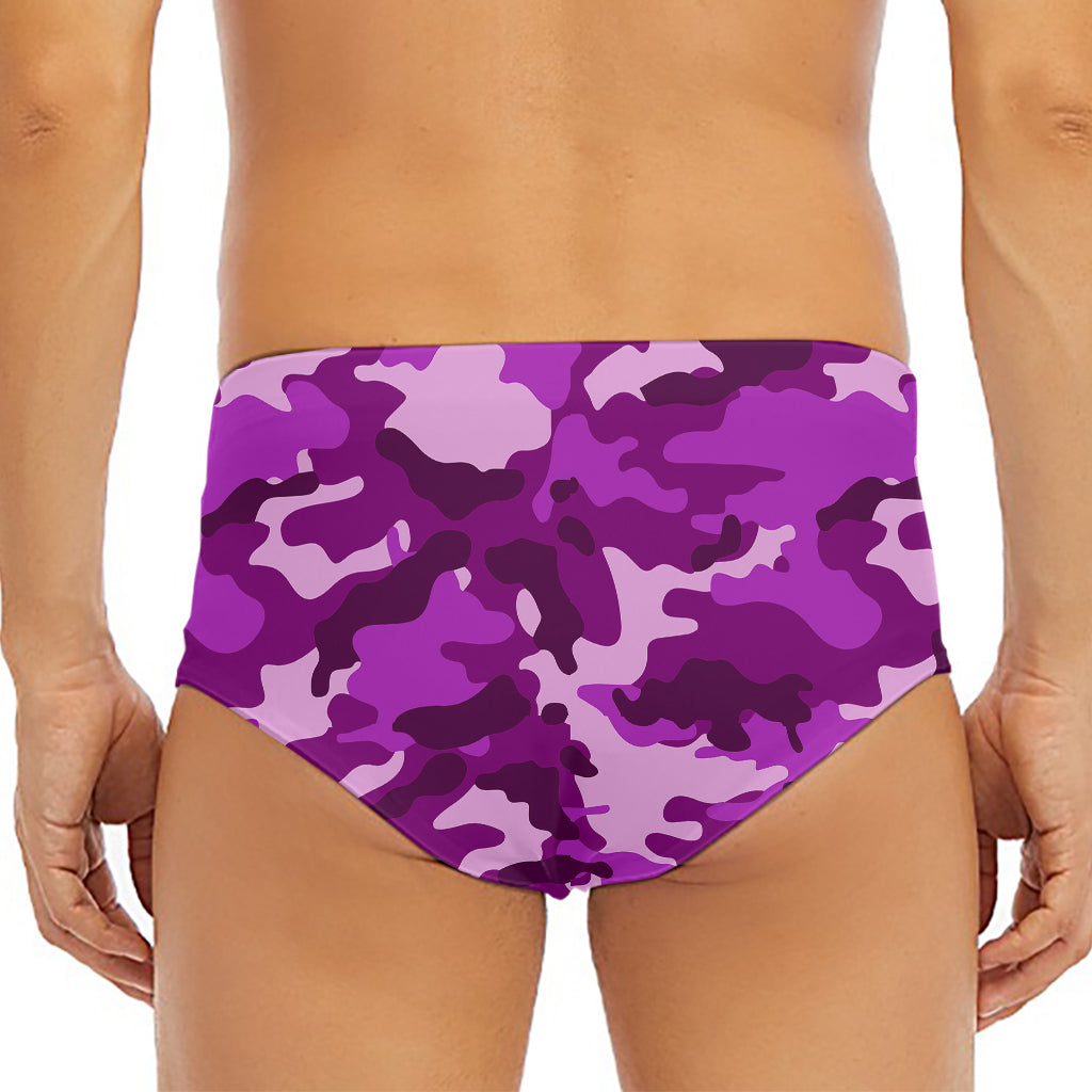 Dark Purple Camouflage Print Men's Triangle Swim Briefs