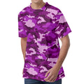 Dark Purple Camouflage Print Men's Velvet T-Shirt