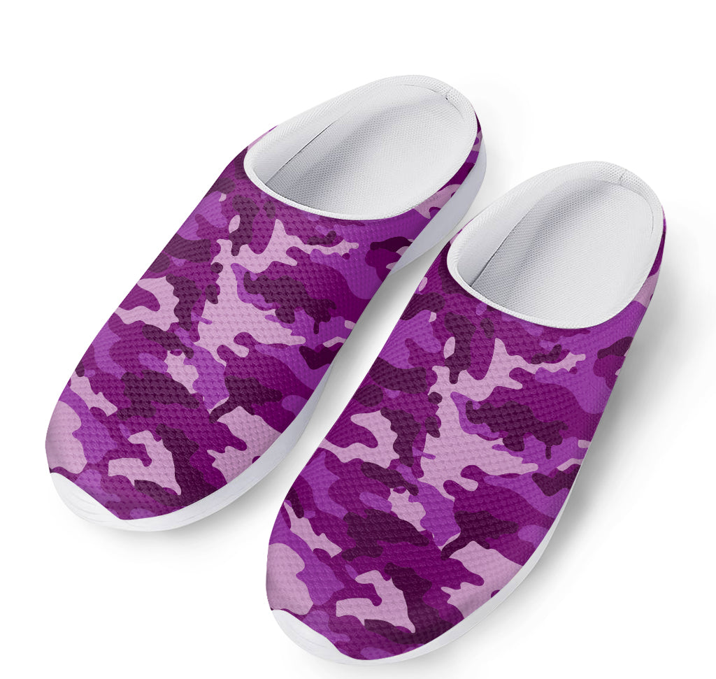 Dark Purple Camouflage Print Mesh Casual Shoes