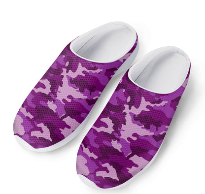 Dark Purple Camouflage Print Mesh Casual Shoes