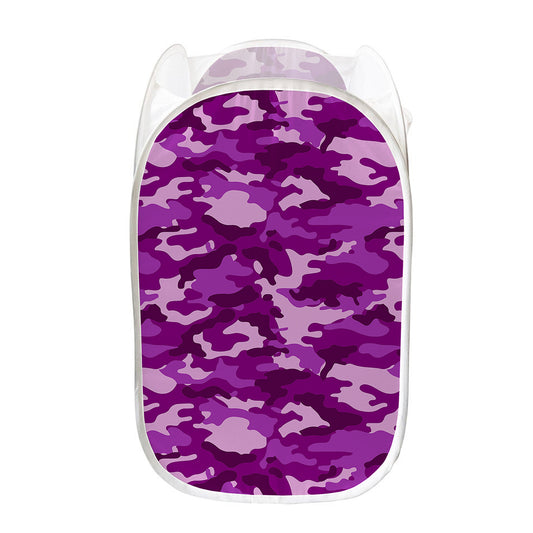 Dark Purple Camouflage Print Mesh Laundry Hamper