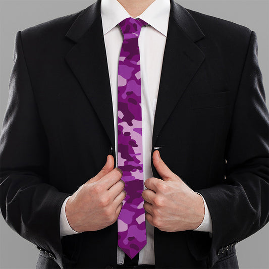 Dark Purple Camouflage Print Necktie