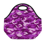 Dark Purple Camouflage Print Neoprene Lunch Bag