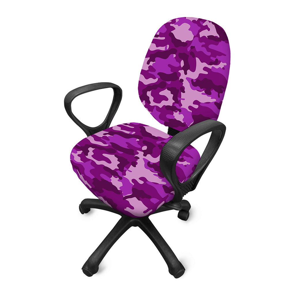 Dark Purple Camouflage Print Office Chair Cover