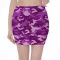 Dark Purple Camouflage Print Pencil Mini Skirt