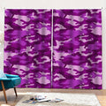 Dark Purple Camouflage Print Pencil Pleat Curtains