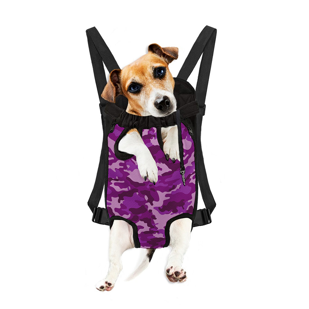 Dark Purple Camouflage Print Pet Carrier Backpack