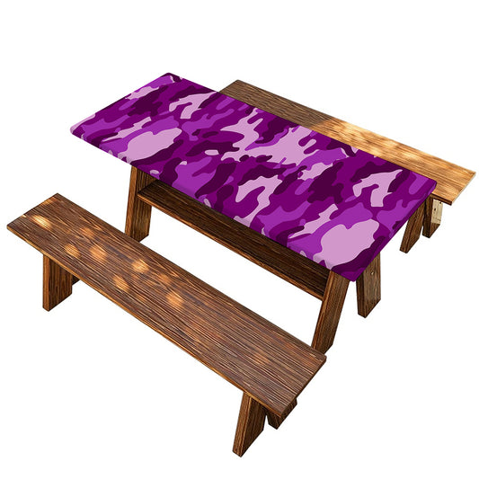 Dark Purple Camouflage Print Picnic Table Cover