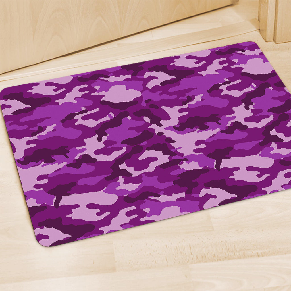 Dark Purple Camouflage Print Polyester Doormat