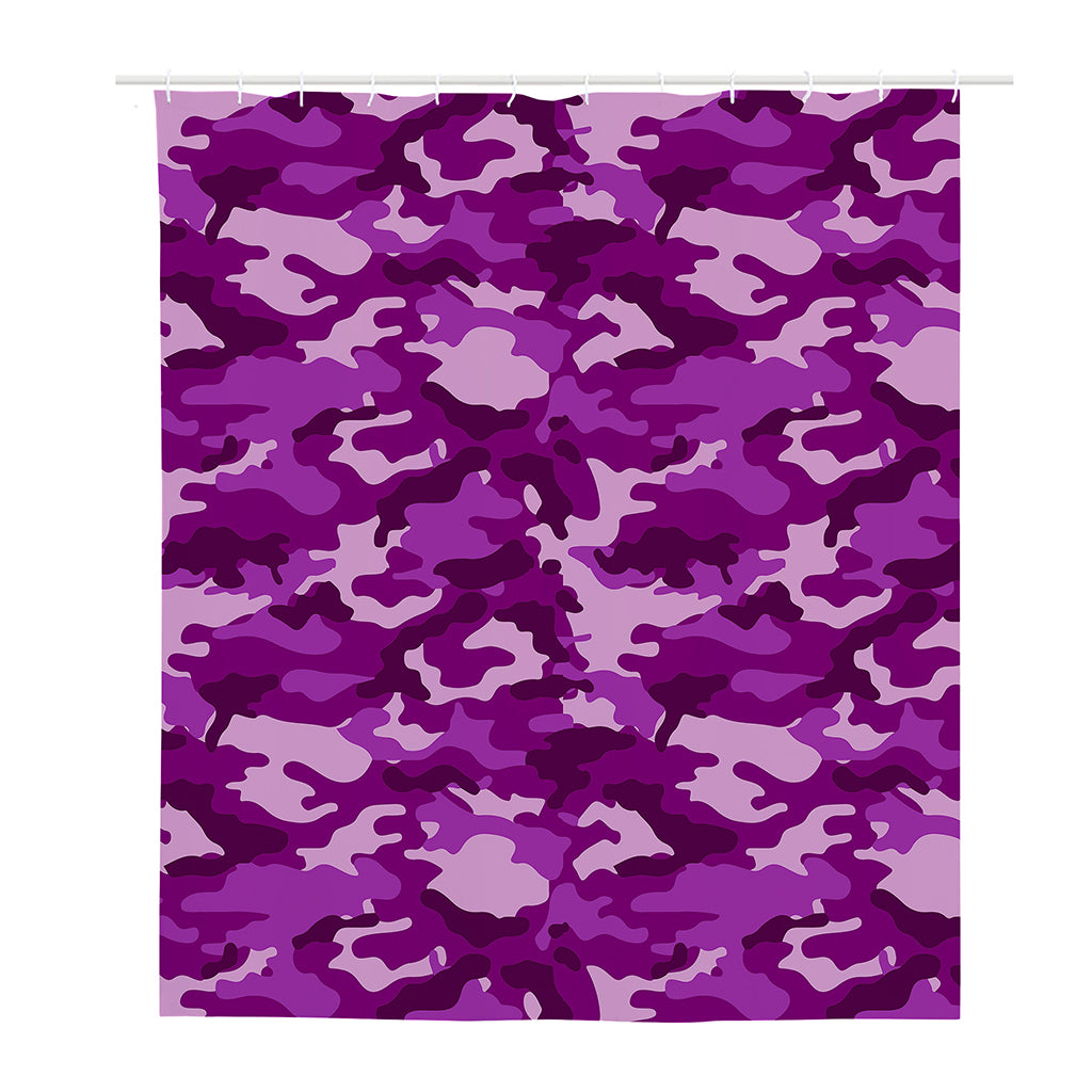 Dark Purple Camouflage Print Polyester Shower Curtain