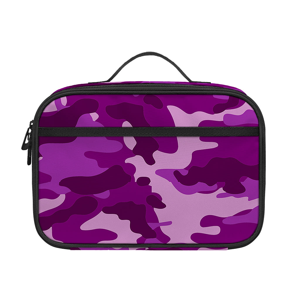 Dark Purple Camouflage Print Portable Lunch Bag