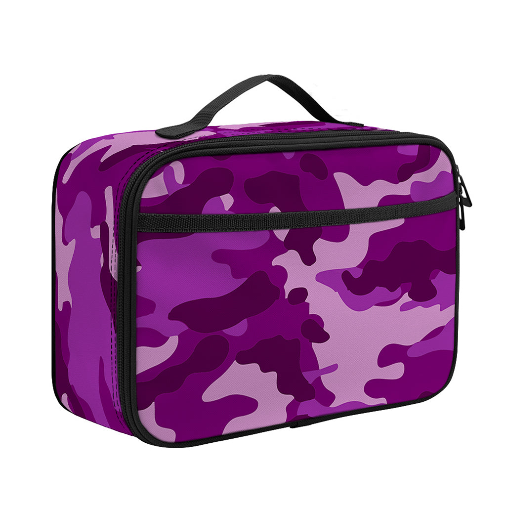 Dark Purple Camouflage Print Portable Lunch Bag
