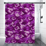 Dark Purple Camouflage Print Premium Shower Curtain