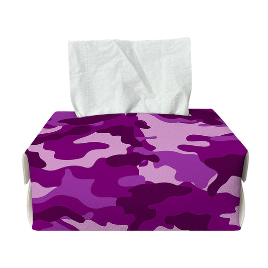 Dark Purple Camouflage Print Rectangle Tissue Box Cover