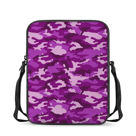 Dark Purple Camouflage Print Rectangular Crossbody Bag