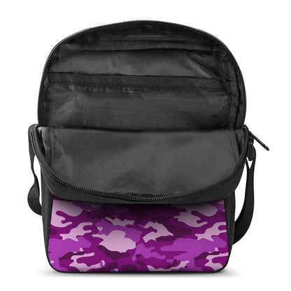 Dark Purple Camouflage Print Rectangular Crossbody Bag