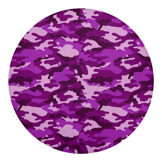 Dark Purple Camouflage Print Round Blanket