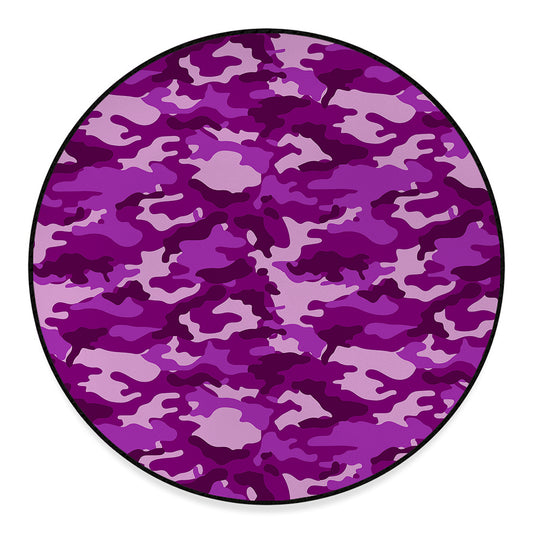 Dark Purple Camouflage Print Round Floor Mat