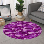 Dark Purple Camouflage Print Round Rug
