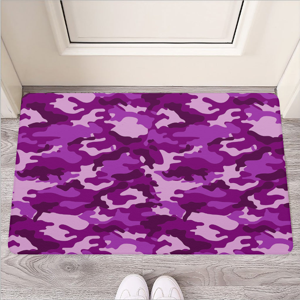 Dark Purple Camouflage Print Rubber Doormat